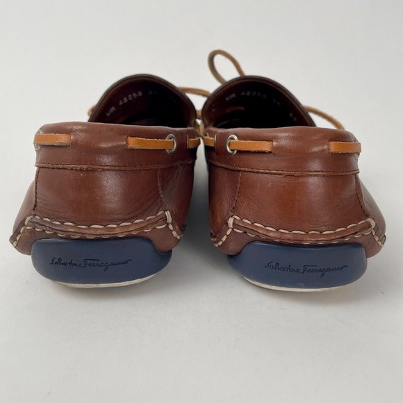 Salvatore Ferragamo Brown Leather Driving Loafers Mocassin Slip On Shoes, Sz 7.5 - Picture 5 of 11